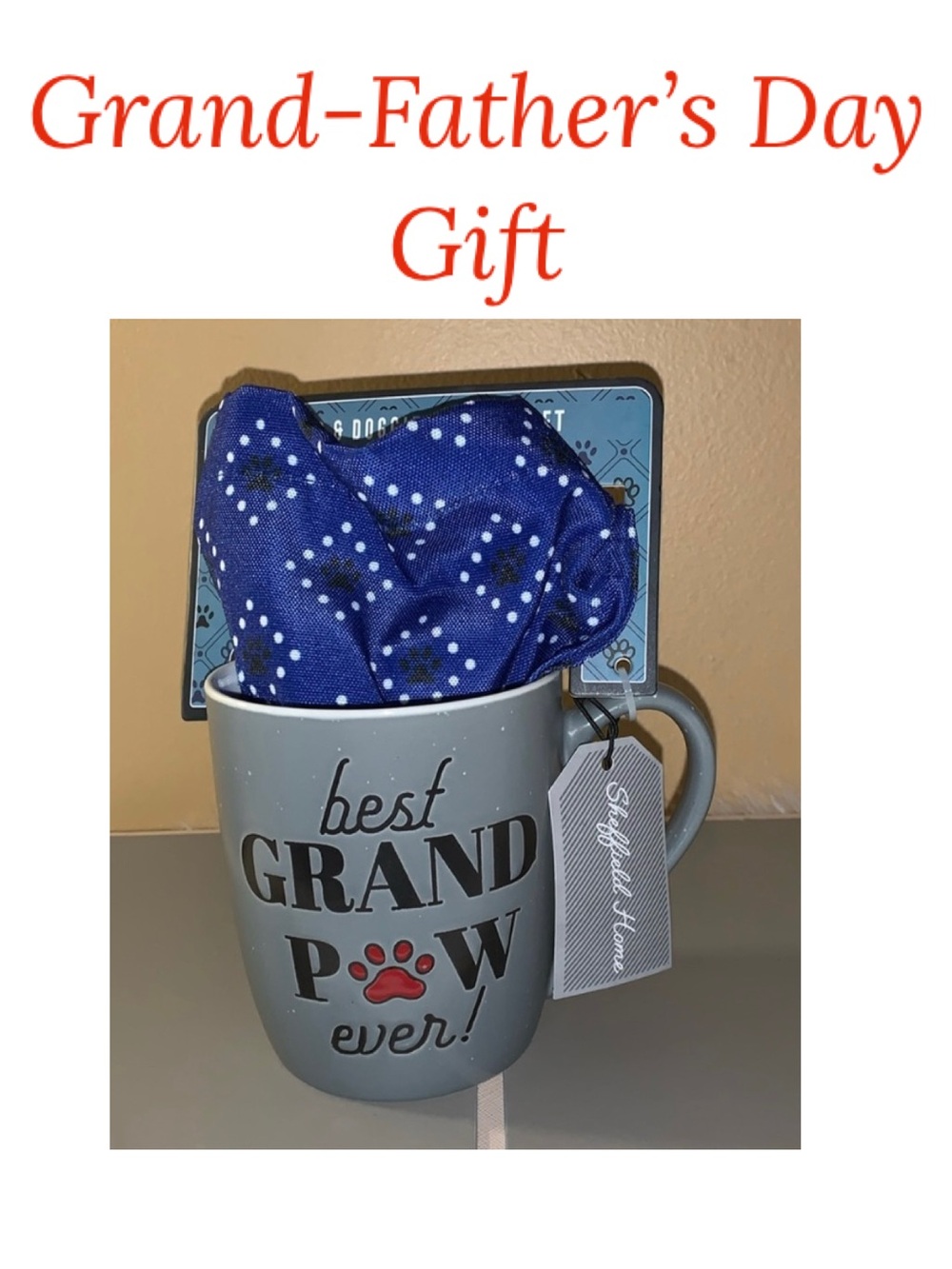 🇺🇸 Dog Grandpa: BEST GRAND PAW EVER Mug, Bandana NWT Father’s Day Gift